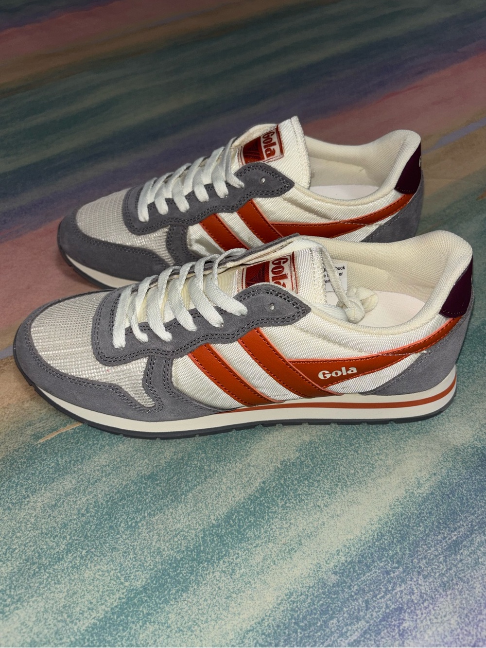Gola Classics Men's Daytona Sneakers 8 Off White Ash Moody Orange Jogger CMA592
